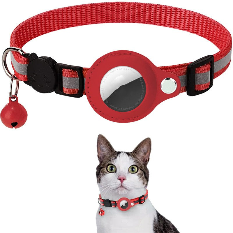 Reflective Pet Collar with Bell and Airtag Holder