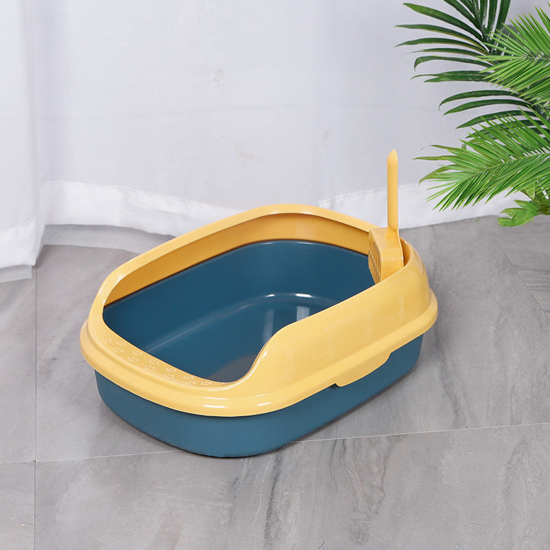 Semi-Enclosed Anti-Splash Cat Litter Box with Shovel