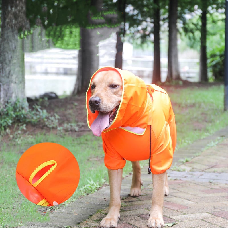 Reflective Hooded Waterproof Poncho for Large Dogs