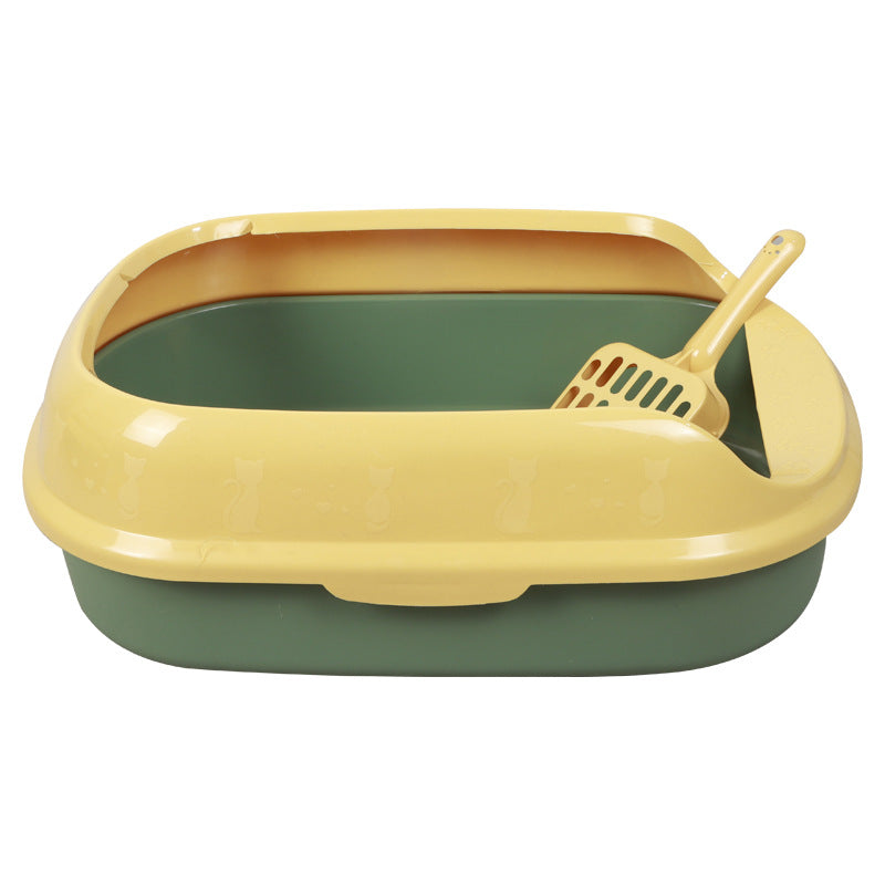 Semi-Enclosed Anti-Splash Cat Litter Box with Shovel