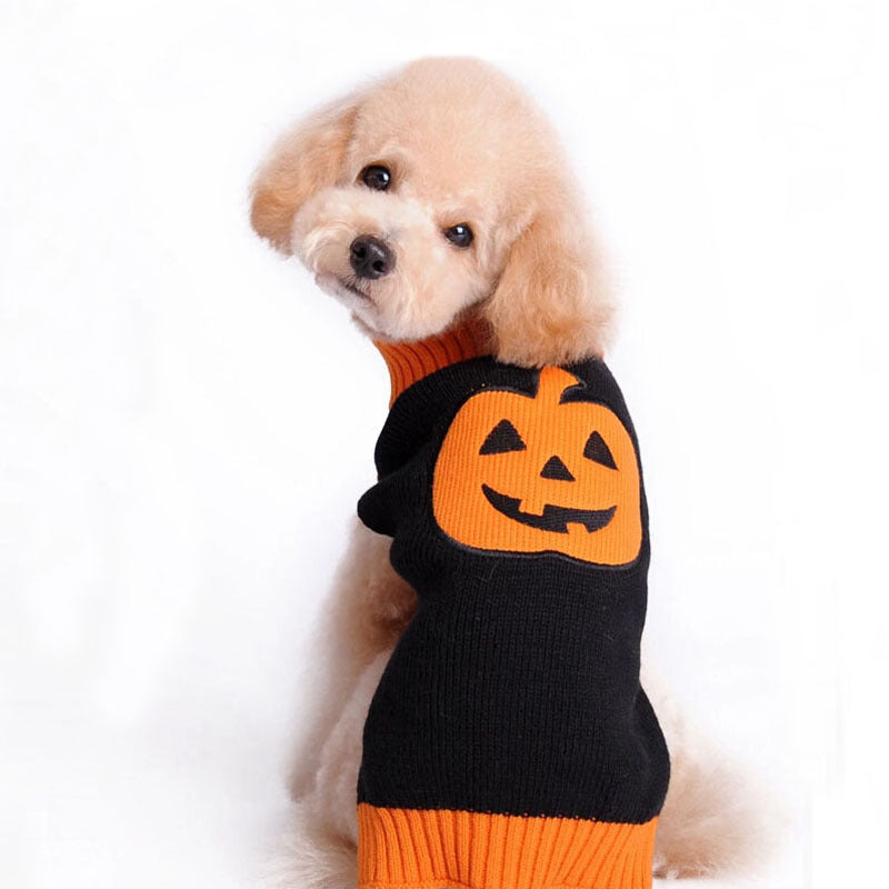 Knitted Pumpkin Sweater for Dogs - Halloween Theme